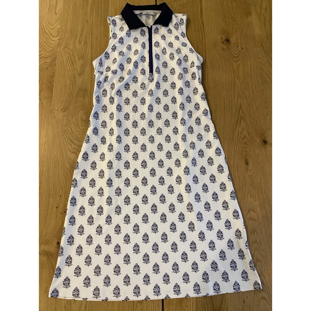 Smith & Quinn Katherine Sleeveless Golf Dress Women's XS White Blue Classy - Picture 1 of 9